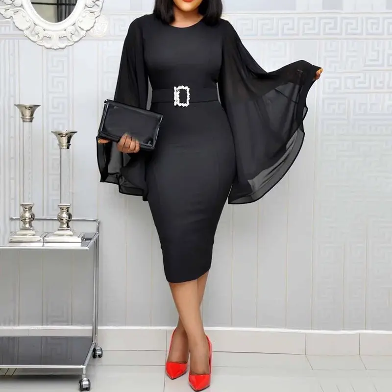 Элегантное Черное Платье в африканском стиле размера плюс винтажное летнее