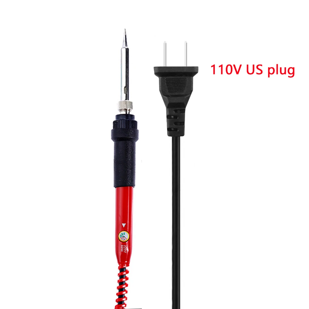 Red US Plug Электрический паяльник Vastar 60 Вт с регулируемой температурой, электрический утюг с мини ручкой, термокарандаш, паяльник - Цвет: Red US Plug