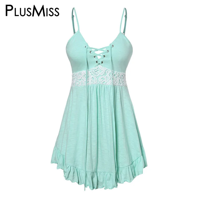 Бирюзовый PlusMiss размера плюс 5XL на шнуровке сексуальный V шеи без рукавов Cami Топы Женская одежда Туника большого размера пляжные Boho летние жилеты XXXXL XXXL - Цвет: Бирюзовый