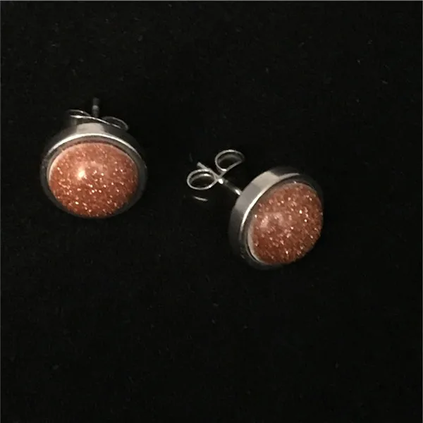 Golden sand Серьги-гвоздики из нержавеющей стали 8 мм, натуральные серьги-гвоздики с камнем для женщин Brincos Oorbellen marble, простые ювелирные изделия, подарки для девушек - Окраска металла: Golden sand
