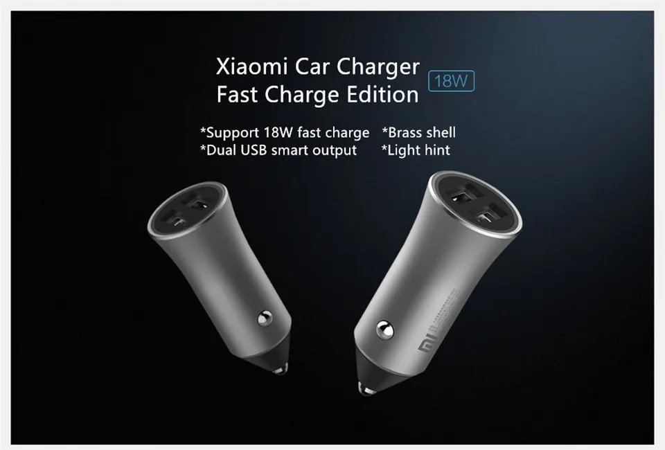 Новая версия Xiaomi Mi автомобильное зарядное устройство двойной USB быстрая зарядка 5 В/2,4 А 9 В/2 а 12 В/1,5 А макс 18 Вт Быстрая зарядка издание с светодиодный светильник советы