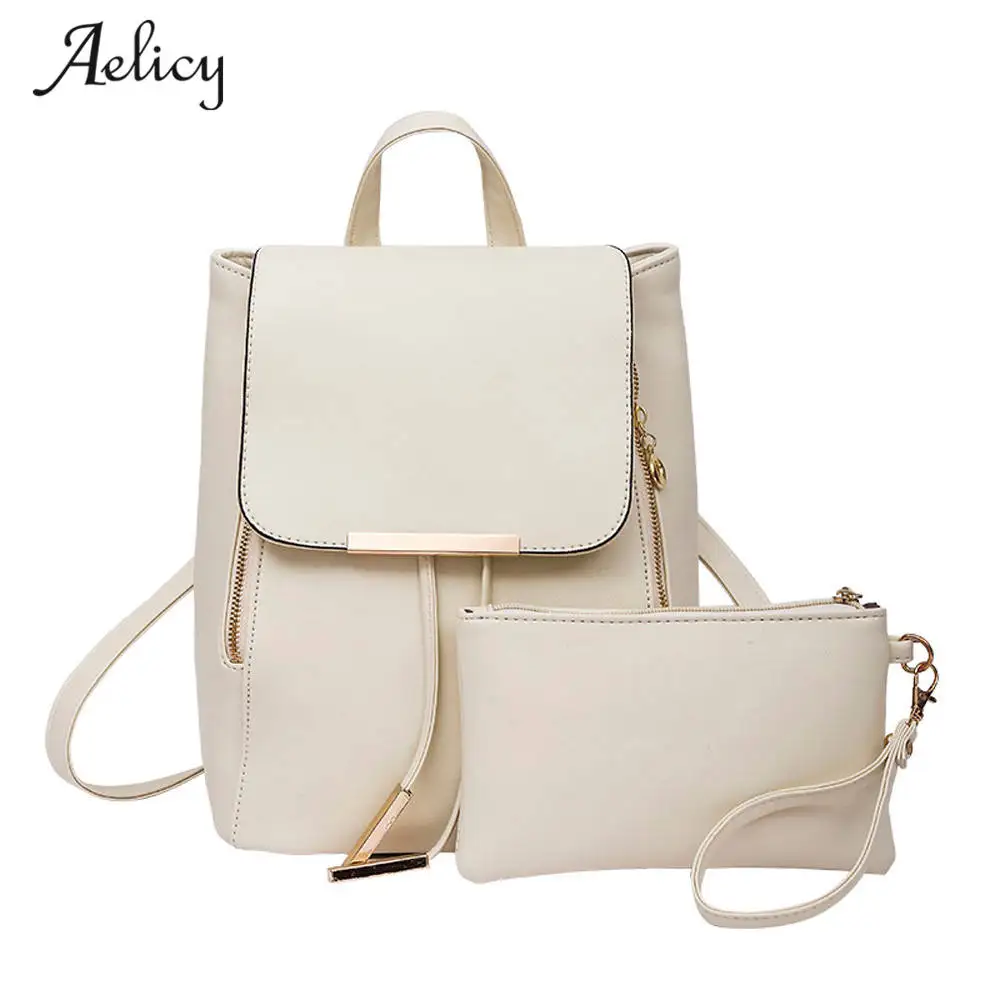 Aelicy 2 PCS/SET bags for women 2018 PU Leather Backpack Hot sale School Bags Teenagers Famous Brand Backpacks | Багаж и сумки