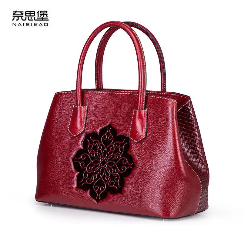 Nai SibaoLeather сумка женская 2018 новая убийца кожаная ретро тисненая плетеная на плечо
