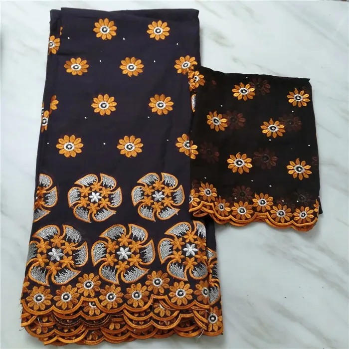 Elegant embroidery party dress lace set African cotton fabric and 2Y Swiss voile scarf material ECV10(5+2y) | Дом и сад