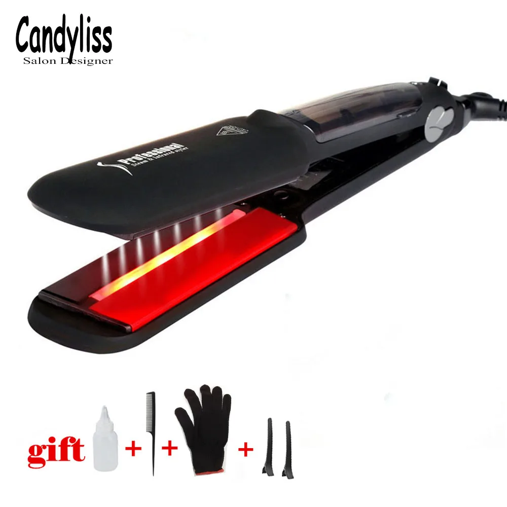 

Infrared Heating Flat Iron Professional Steam Hair Straightener Ceramic Vapor Fast Smoothing Electric Hair Straighteners