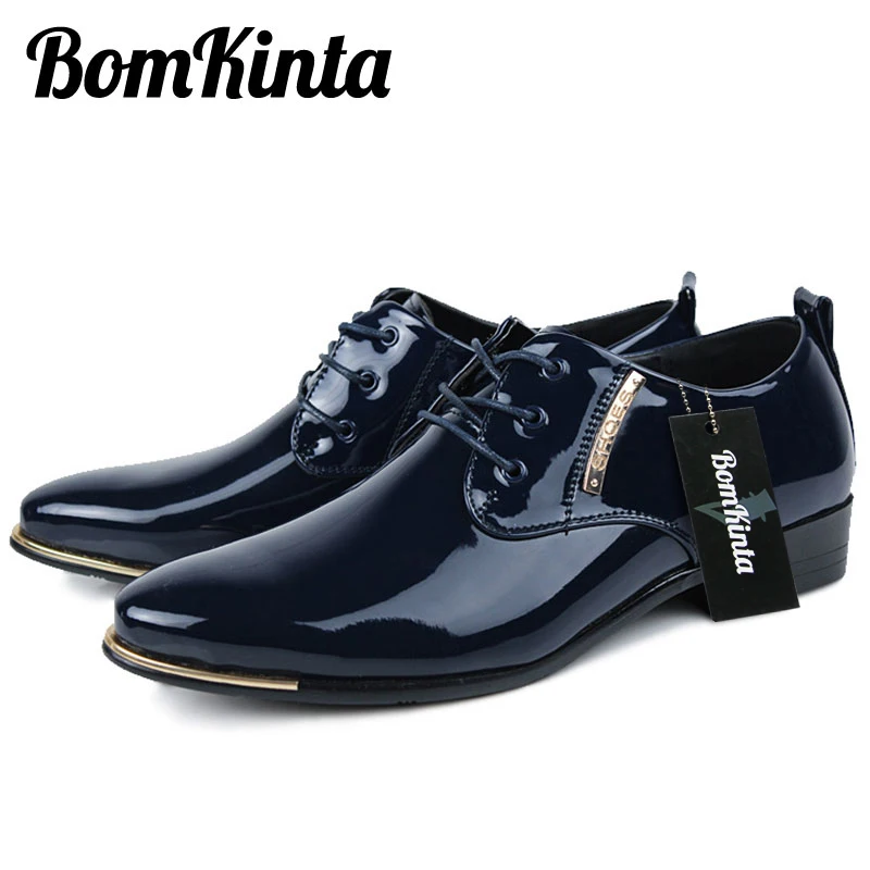 BomKinta Classic Glitter Office Men Dress Shoes Metal Business Lace Up Oxfords For Italian Style Formal | Обувь