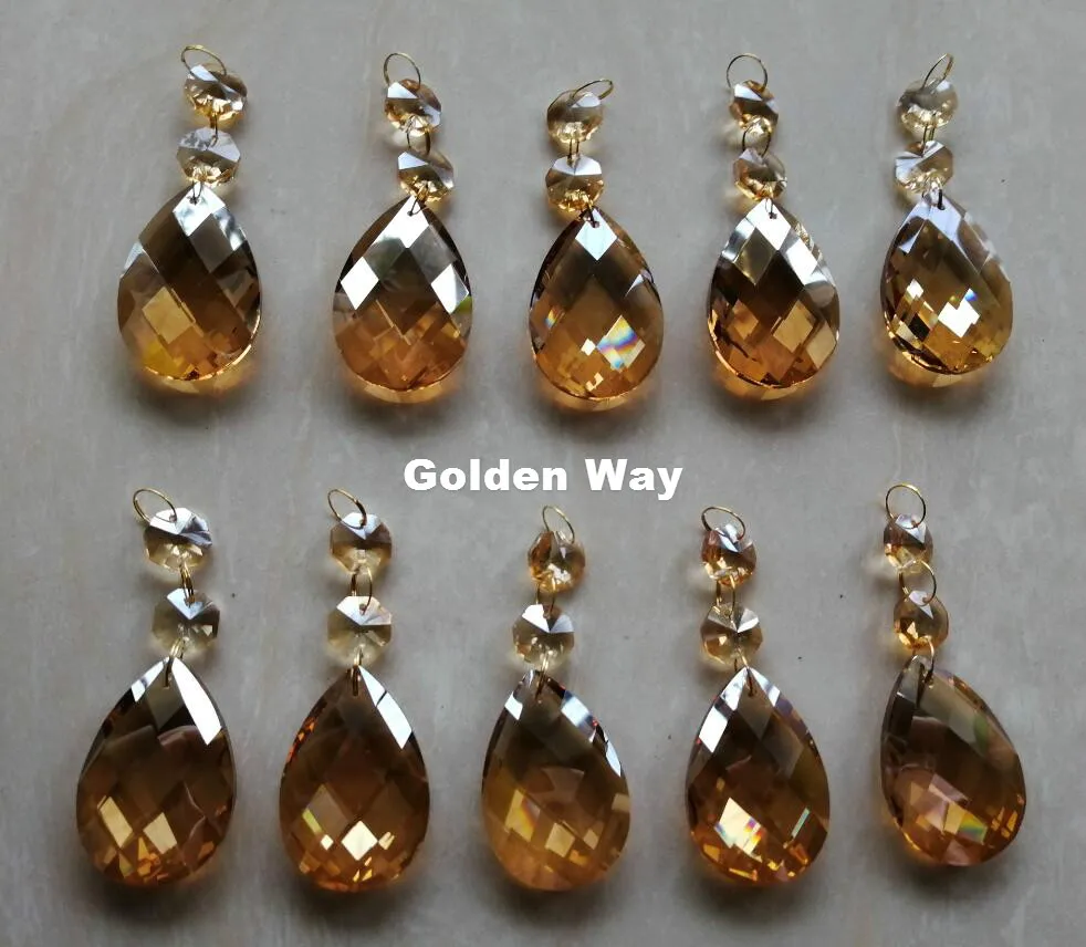 Crystal Parts 20piece/lot 50mm Champagne Facted Droplet DIY Window Curtain Pendant/Chandelier Lighting Accessories | Лампы и освещение