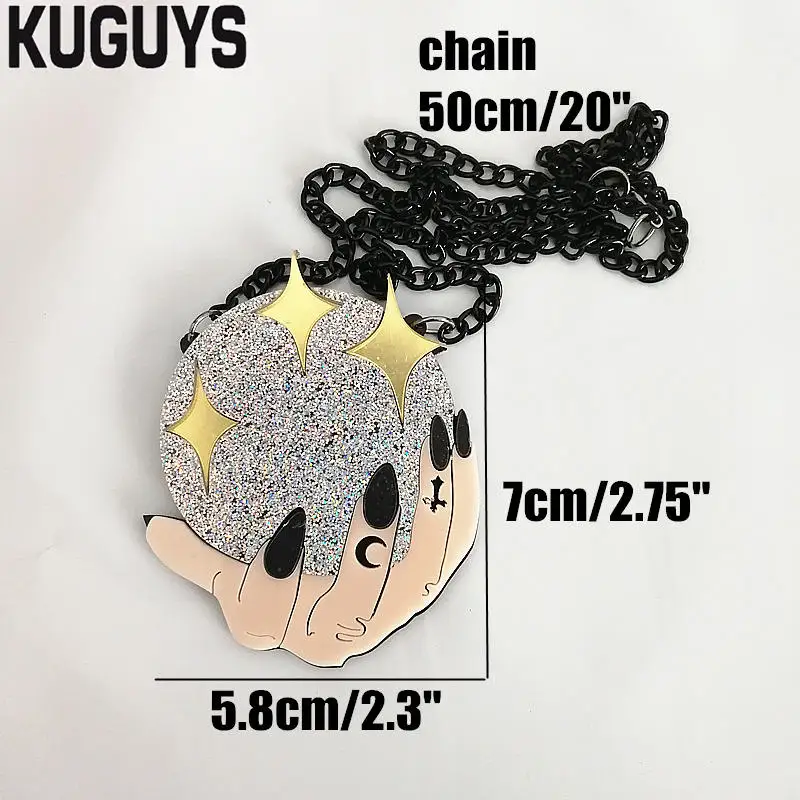 KUGUYS модные акриловые украшения на заказ женские acryl Dazzle цвет шар кулон ожерелье Черная цепочка хип-хоп рок ожерелье s