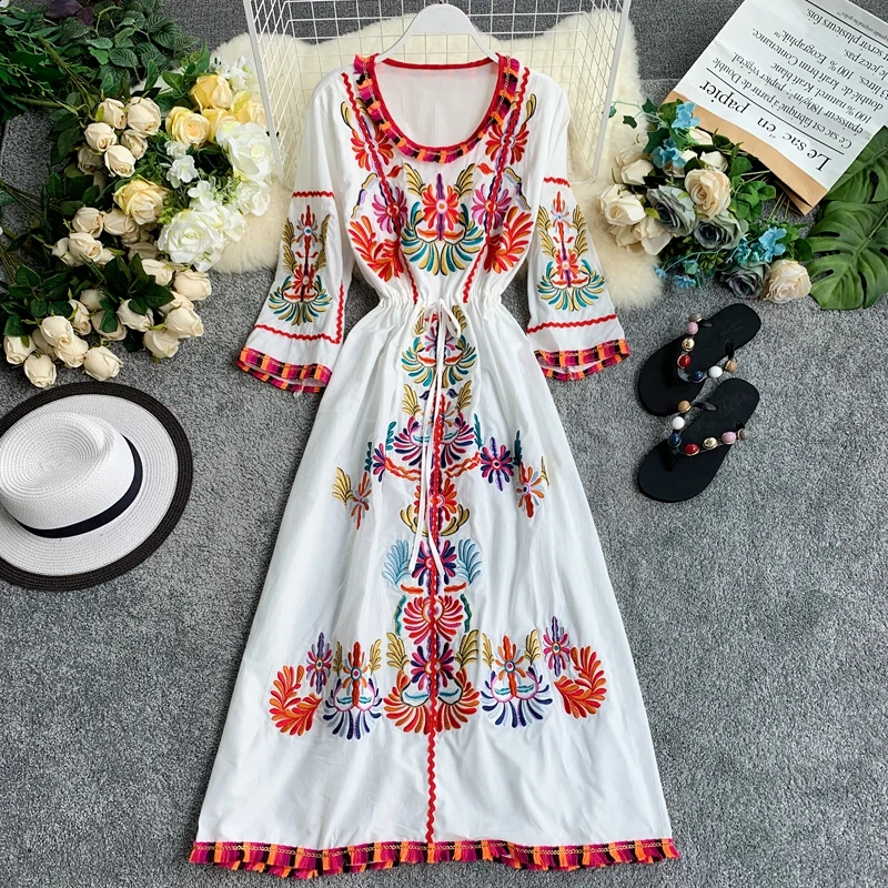 2019 новые модные женские платья в богемном этническом стиле платье с вышитыми