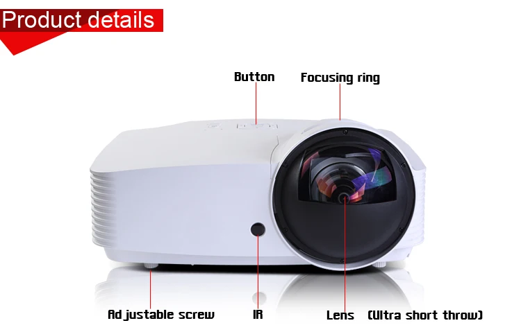 Ультра-short throw фокус Дневного Света Проектор Для Домашнего Кинотеатра 6000 ANSI
