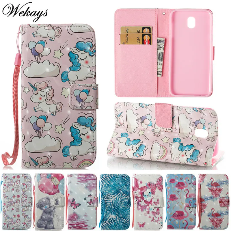 Wekays чехол для Samsung Galaxy J3 J5 J7 2017 года J330 J530 Pro J730 3D милый мультяшный Единорог кожаный