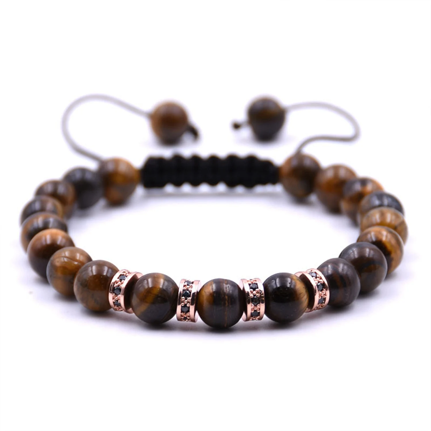 Fashion Volcanic Stone Charm Bracelet Men's 8mm Handmade Natural  Bead  Women's Accessories Pulseira hombres