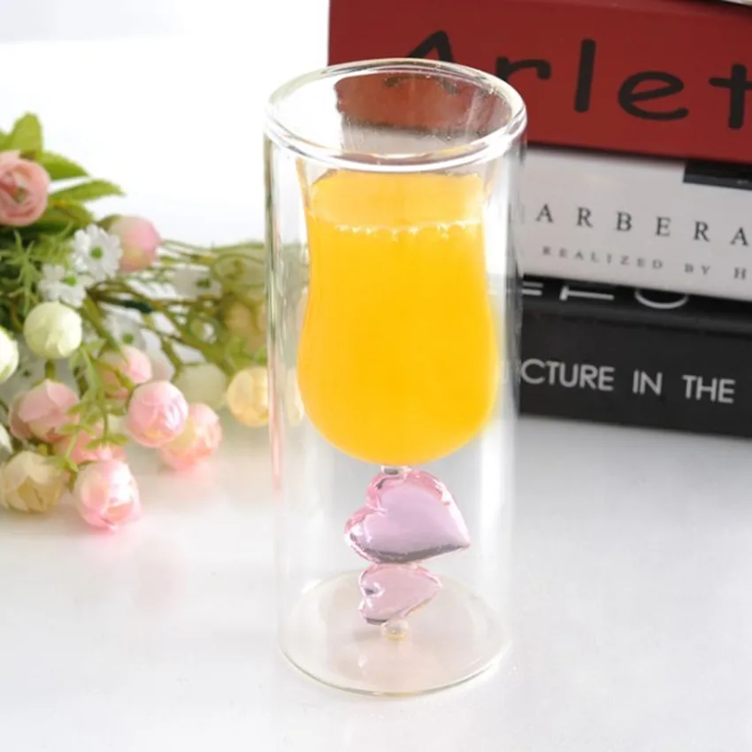 1 шт. креативный стеклянный бокал с двойными стенками надписью Love стеклянная