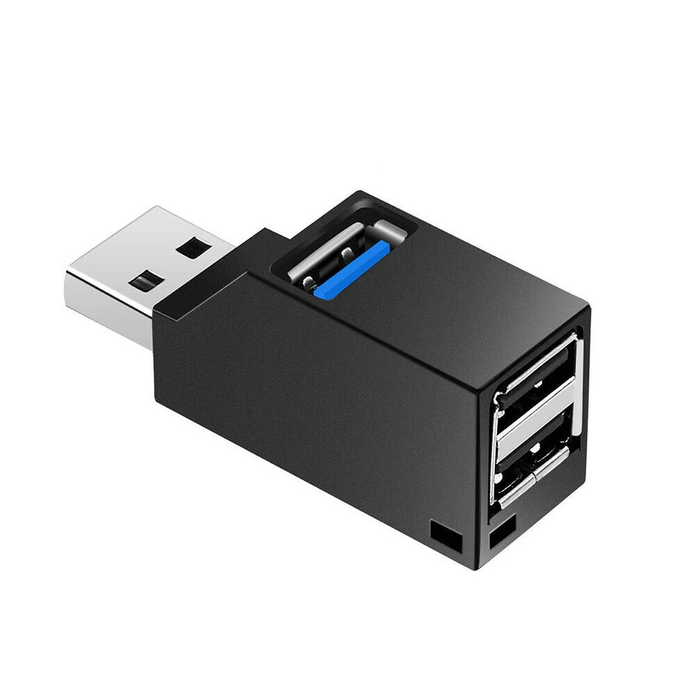 Мини 3 порта USB 3,0 сплиттер концентратор высокоскоростной передачи данных сплиттер коробка адаптер для ПК ноутбук MacBook Pro Аксессуары - Цвет: Черный