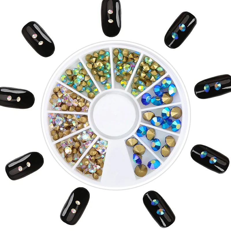 1 колесо 3 вида цветов разные размеры блестящие украшения стразы для дизайна