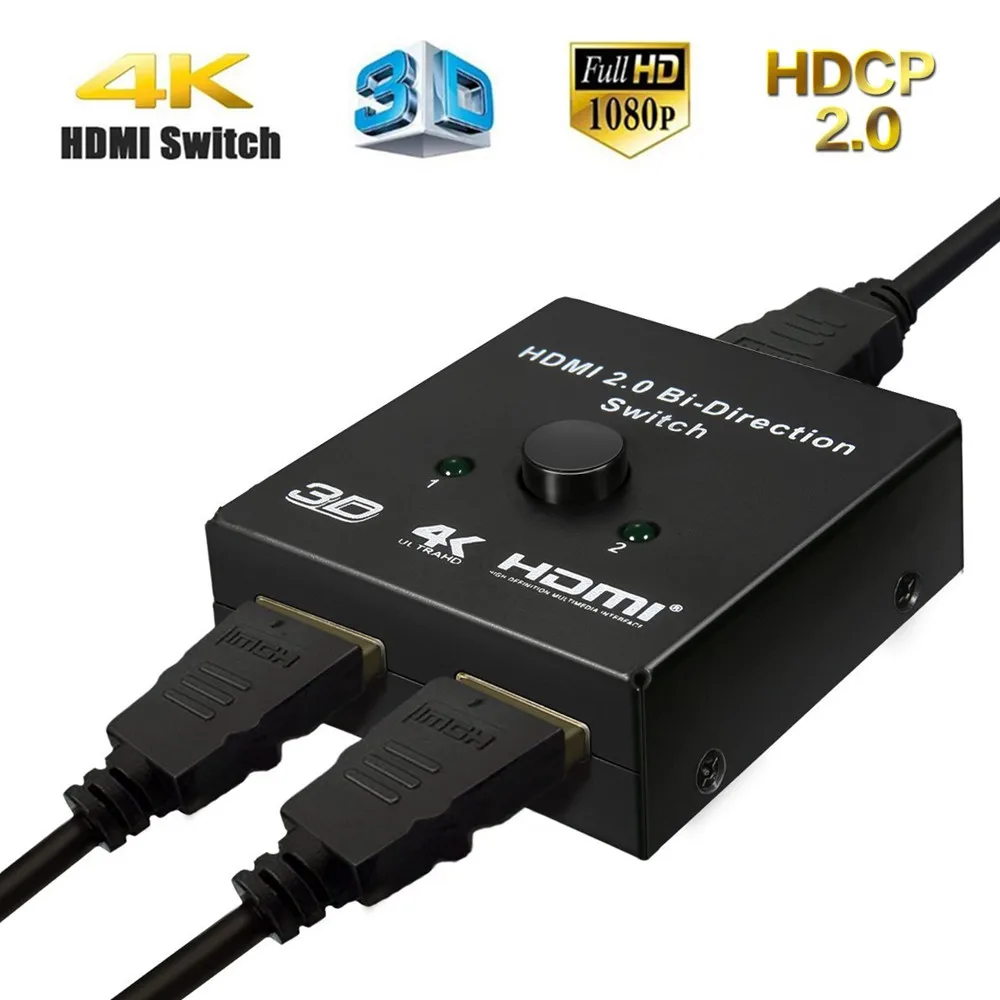 UHD 4 К 1x2 HDMI двунаправленный переключатель Поддержка HDCP 2.2 пройти через 2x1 2.0 Порты и