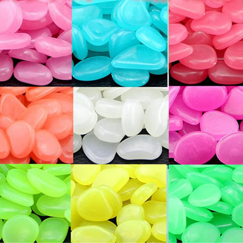 100 шт. цвет люминесцентный камень булыжник светится в темноте сад рыба резервуар