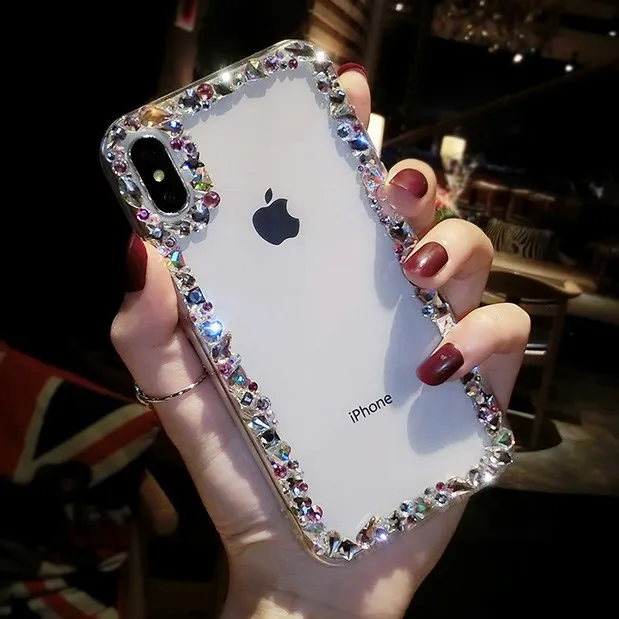 Блестящий Прозрачный чехол со стразами для iphone 11 Pro MAX X XR XS 6 6S 7 8 Plus мягкий из ТПУ |