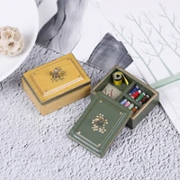 112 miniature vintage sewing box with lid winered dollhouse decoration accessories best sale