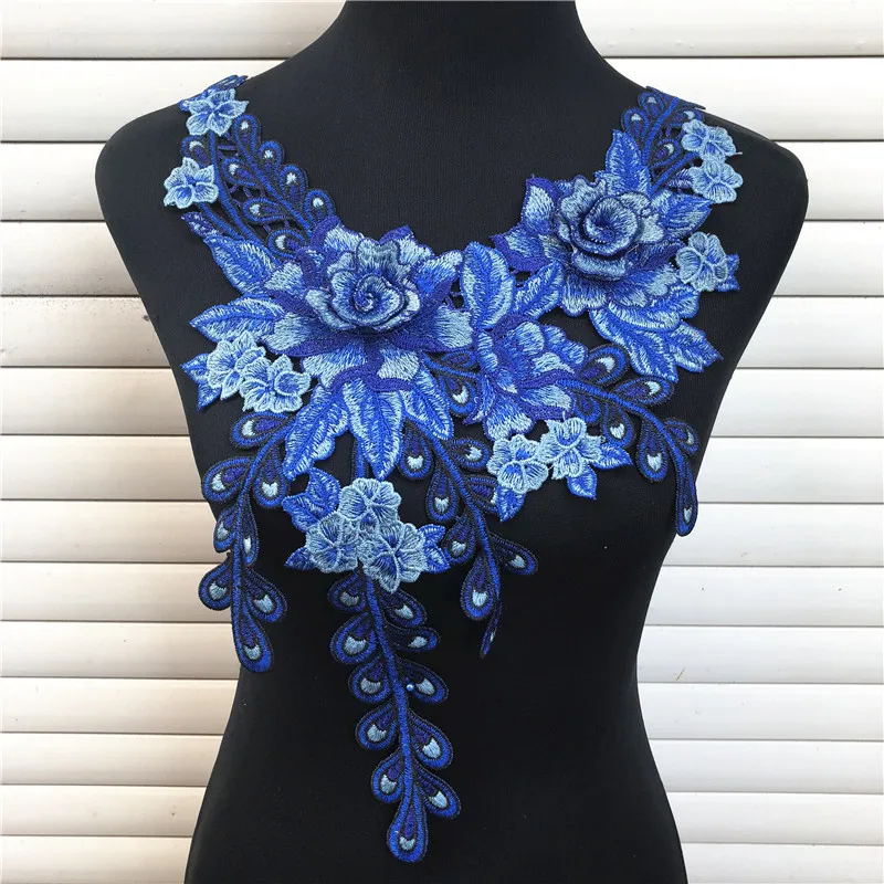 Сделай Сам 3D Венецианская кружевная ткань аппликация для платья мотив блузка