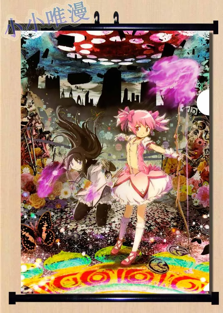 Аниме Puella Magi Madoka Magica Kaname и инкубатор QB & Akemi Homura домашний декор настенные прокрутки