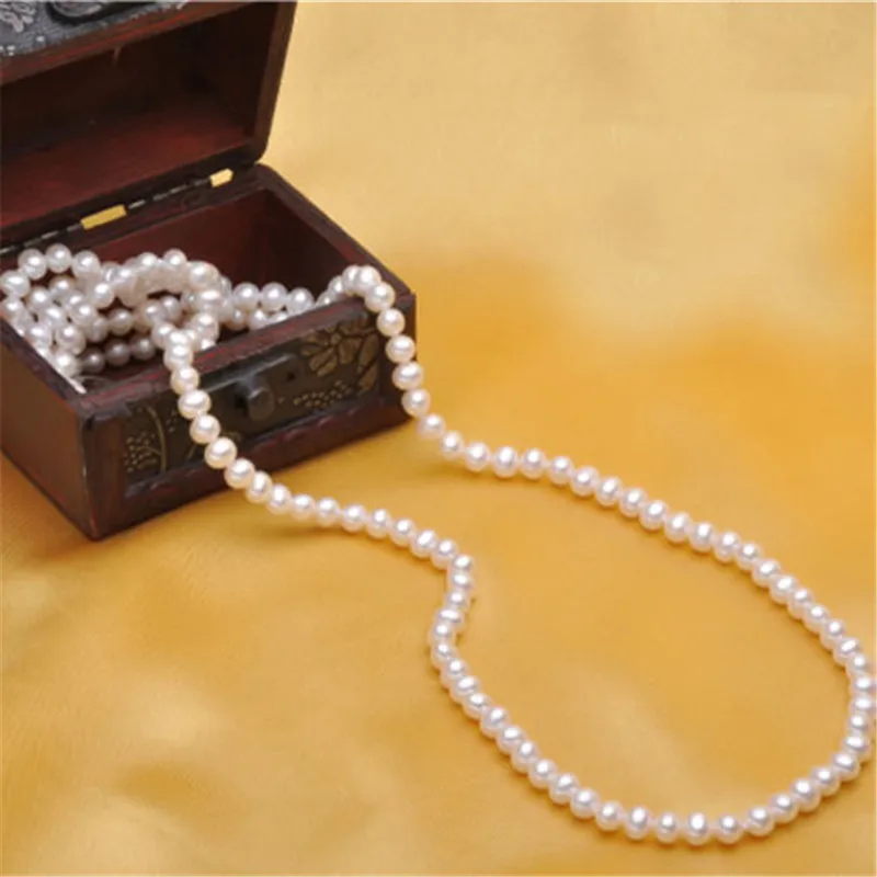 AAA+ 8-9mm Genuine white akoya pearl necklace 14k Yellow Gold 54'' | Украшения и аксессуары