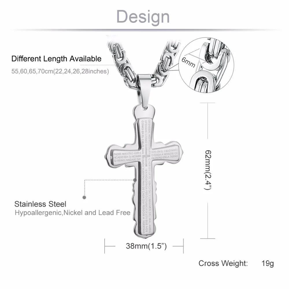Подвеска из нержавеющей стали ожерелье черного и серебряного цвета Библейский