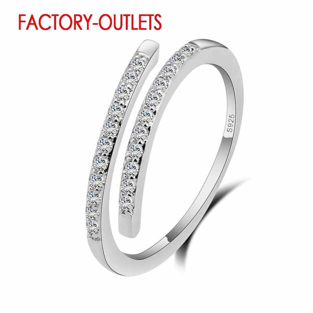 925 Sterling Silver Resizable Ring Classic Fashion Jewelry Cubic Zirconia Pave Setting Women Girls Party Anniversary