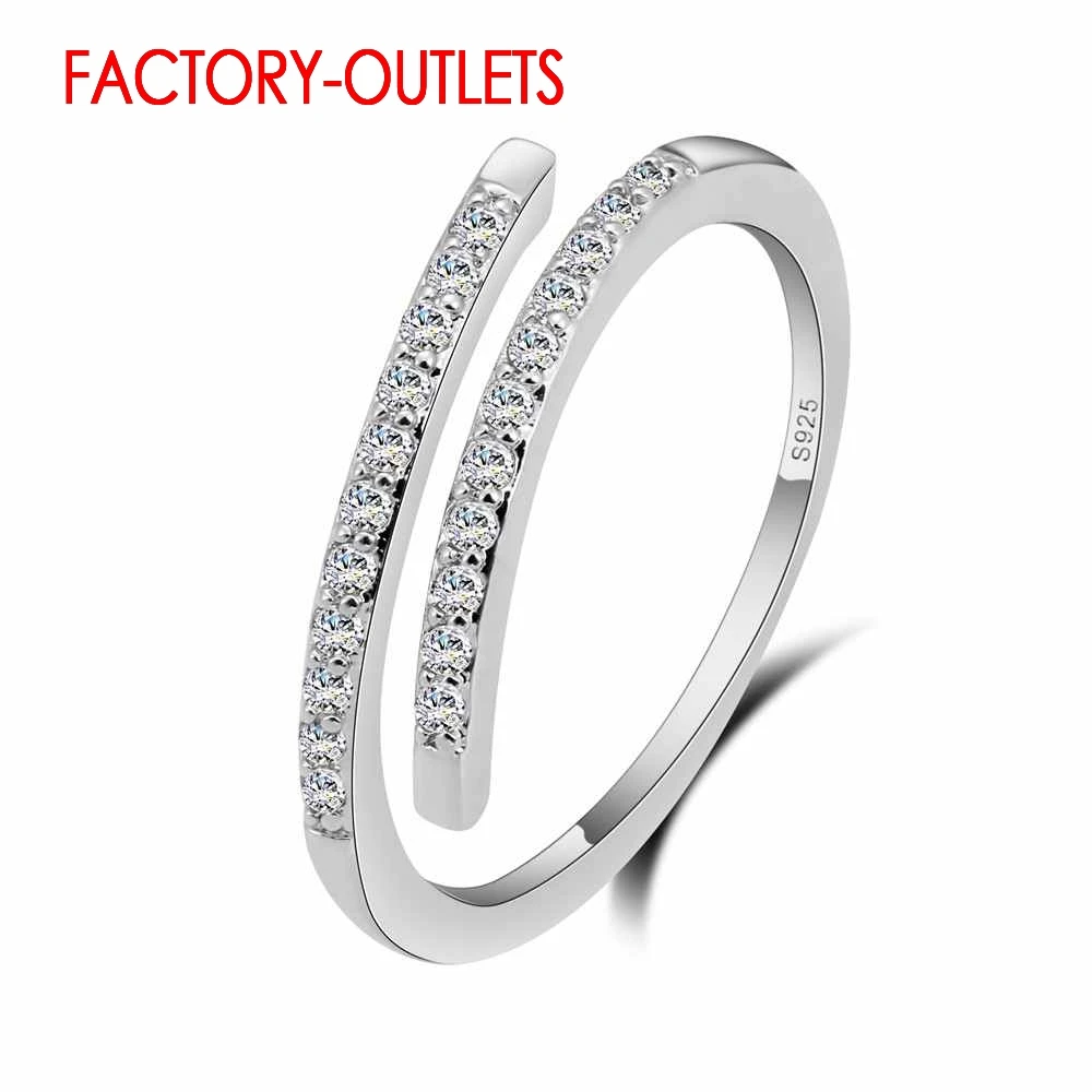 

925 Sterling Silver Resizable Ring Classic Fashion Jewelry Cubic Zirconia Pave Setting Women Girls Party Anniversary
