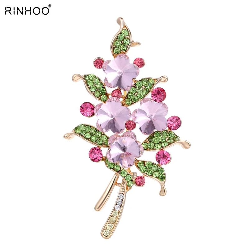 Новая стильная синтетическая брошь в виде цветка с кристаллами для женщин
