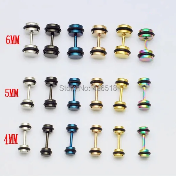 4 5 6 мм Диаметр титановая сталь черный резиновый круг гантели мужские панк винт
