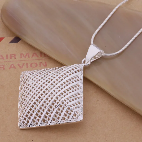 Классическое серебряное ювелирное изделие большая ажурная квадратная Подвеска