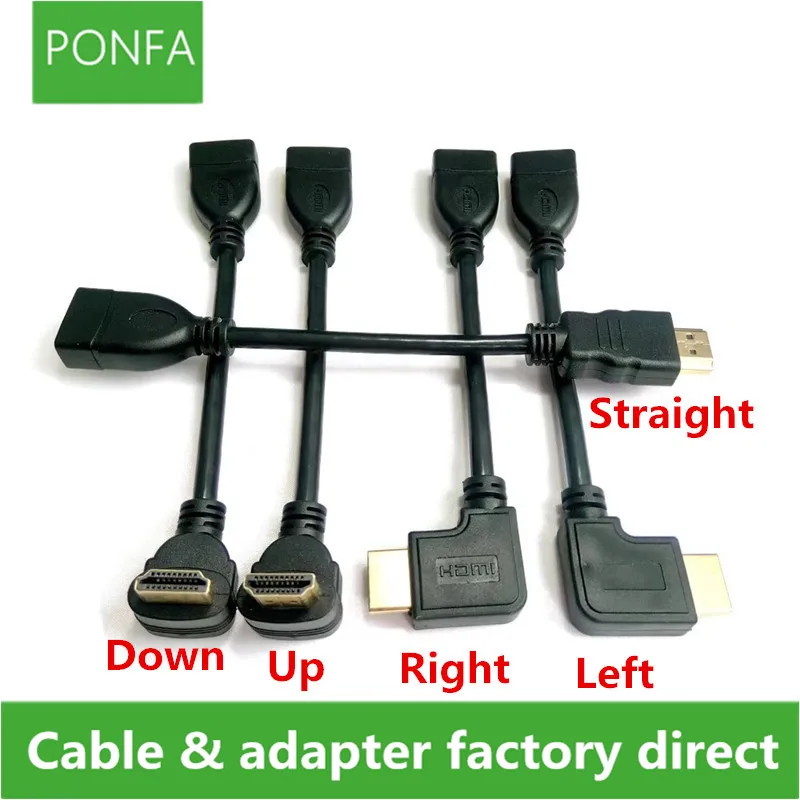 Вверх и вниз правый левый угол HDMI-совместимый 1 4 штекер-гнездо В удлинитель