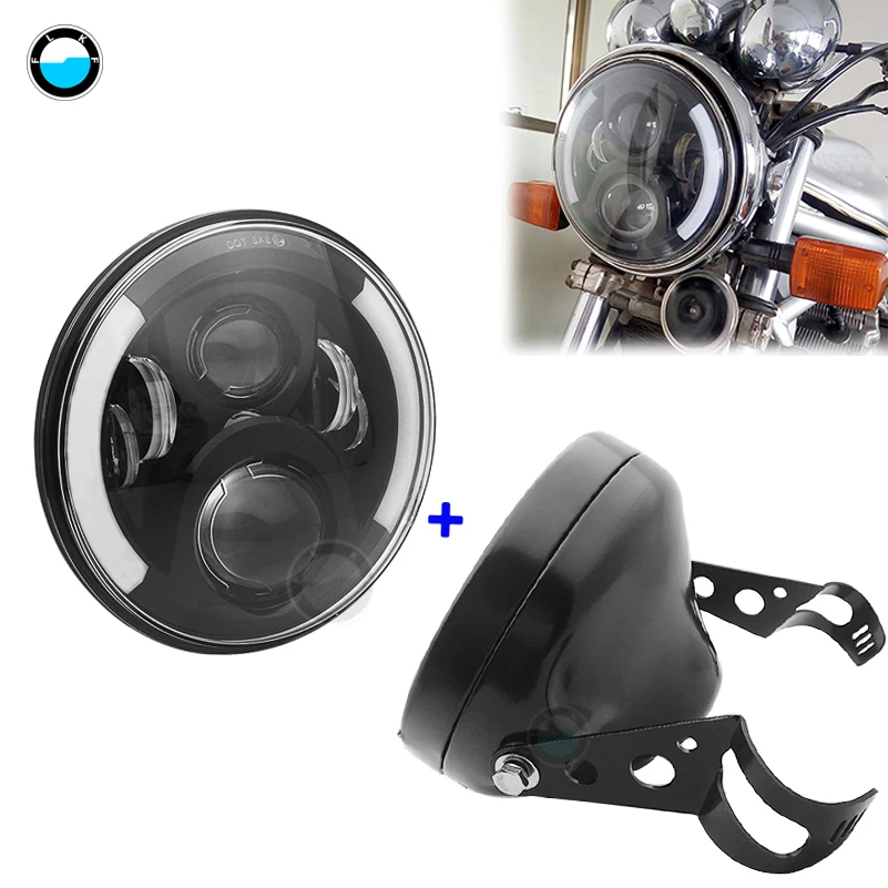 7-дюймовый 60 W DOT SAE E9 мотоцикл фары с углом глаза светодиодные фары 7 дюймов корпус лопасти отделка кольцо