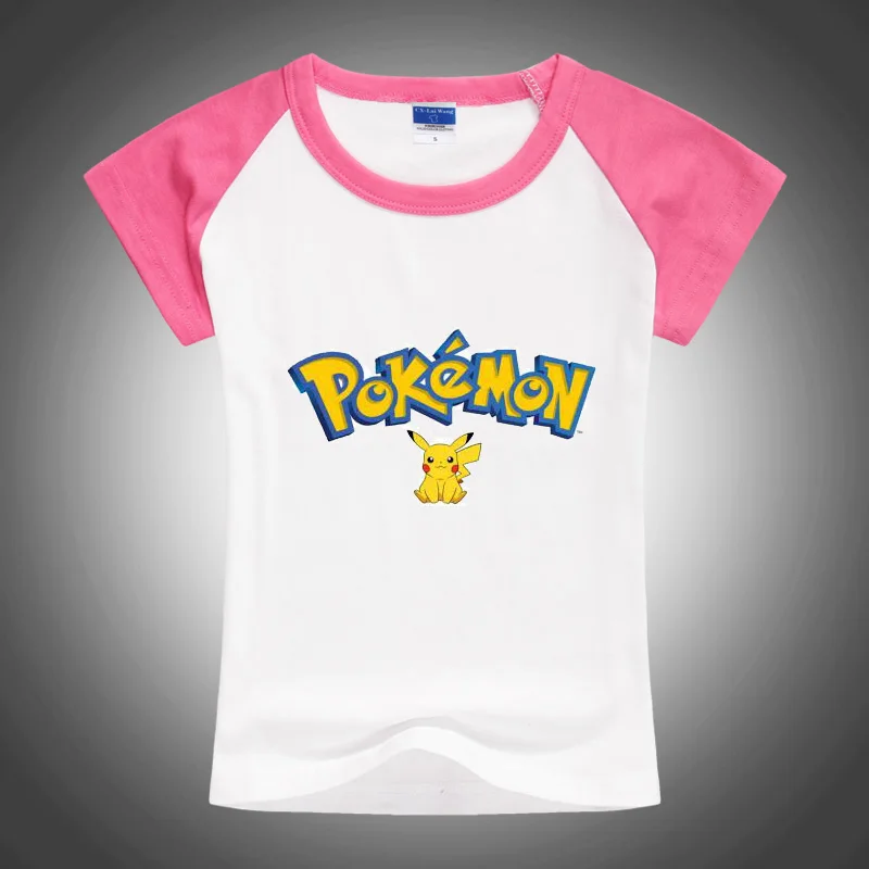 2016 Новый Аниме Мультфильм Покемон Пикачу Супер ПИЩУХА Дети Футболка С Коротким