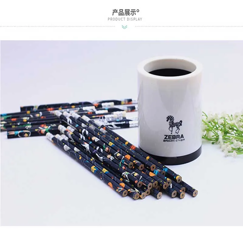 Красивый деревянный карандаш со звездами и ластиком 30 шт.|Простые карандаши| |