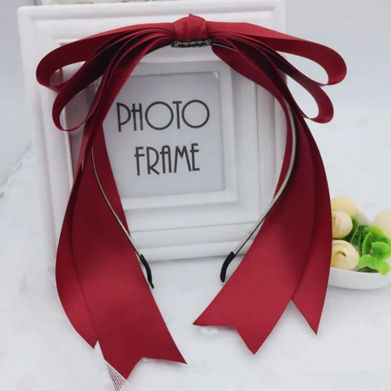 red headband Лолита KC Maid головной убор каваи бантом ручной работы DIY лук аксессуары для волос Белоснежка шпилька Хэллоуин косплей головной убор - Цвет: red headband