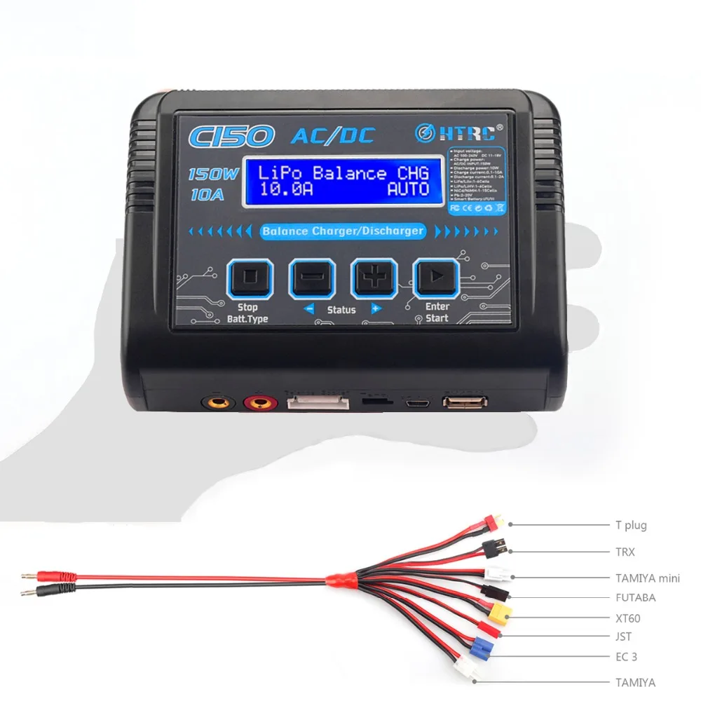 HTRC C150 lipo зарядное устройство AC/DC 150 Вт 10A RC батарея баланс смарт-зарядное устройство для LiPo LiHV жизнь Lilon NiCd NiMh Pb батарея dis зарядное устройство