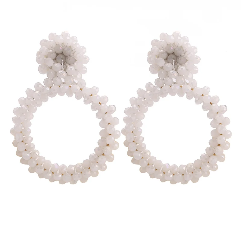 E1117 White Sehuoran большие серьги для женщин модные бусины ручной работы Длинные серьги-подвески Свадебная яркая бижутерия для вечеринки женские подарки - Окраска металла: E1117 White