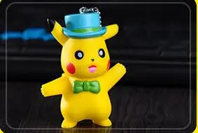 blue hat Мультяшный милый брелок с Пикачу из японского аниме, карманный брелок для ключей с монстрами, подвеска Pokemon Go, детские игрушки, брелки для ключей, сумки, подвески - Цвет: blue hat