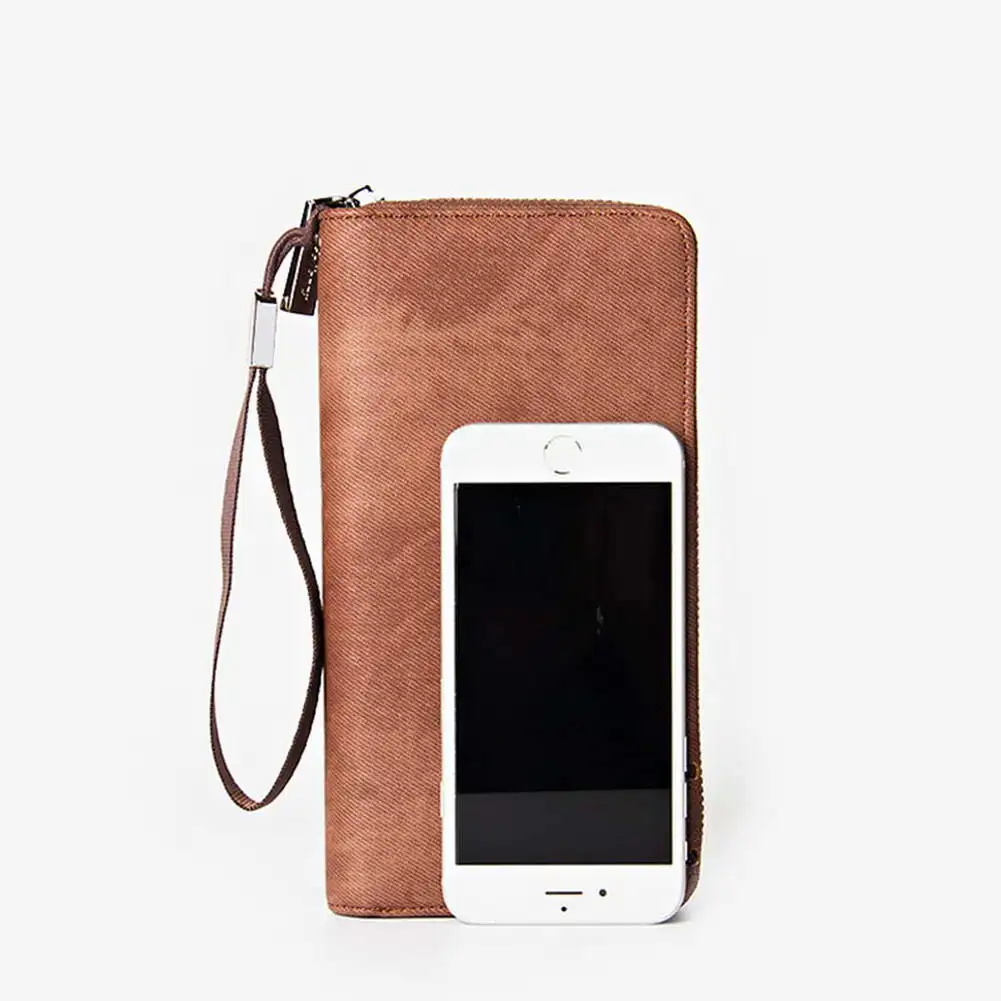 

Mens PU Leather Long Wallet Zipper Cash Card Holder Organizer Multi Slot Purse New