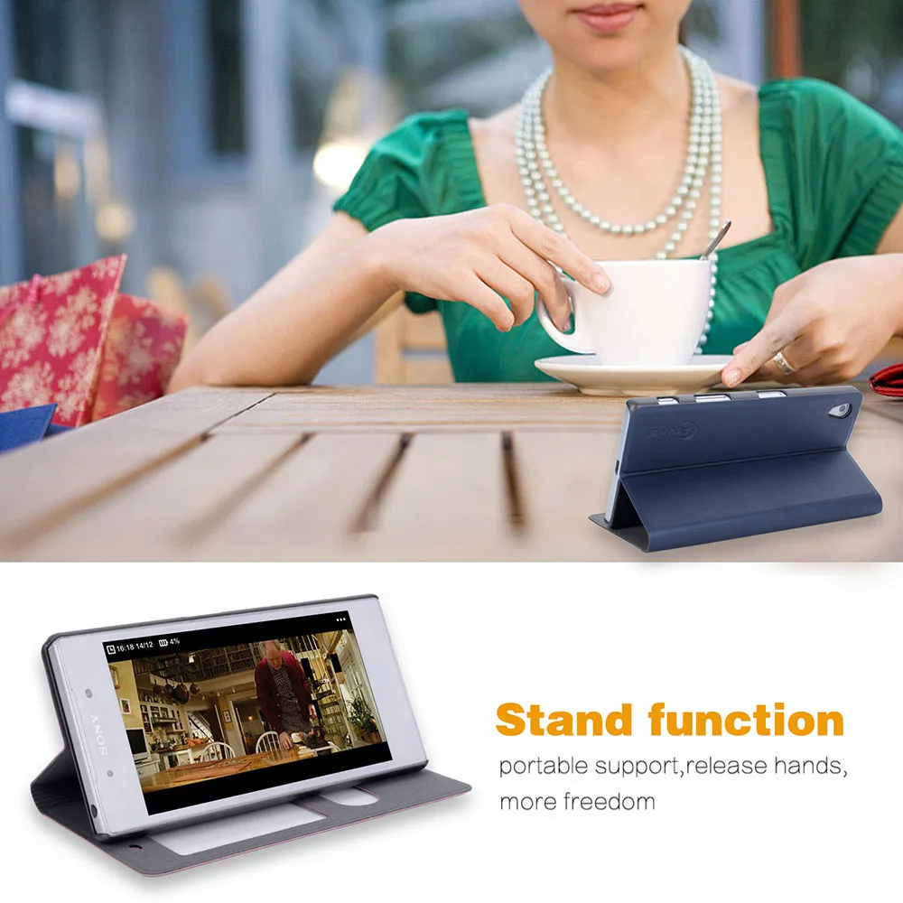 flip cover leather case for sony xperia z5 z 5 e6603 e6653 dual e6683 e6633 5 2 inch with touch view screen window phone case free global shipping