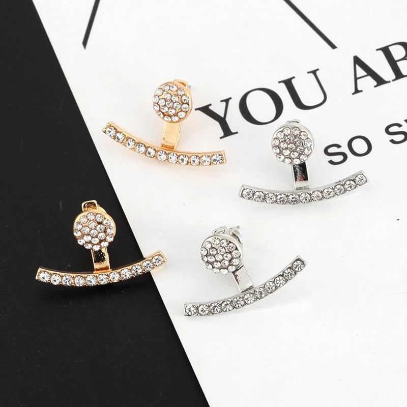 Женские Двухсторонние серьги-каффы золотистые серьги в форме сердца с цирконом