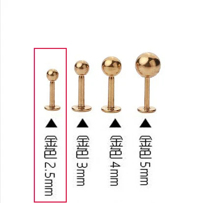 2p5mm Gold 1 шт медицинские 316L антиаллергенные титановые стальные серьги-гвоздики для мужчин и женщин, вечерние Винтажные Ювелирные изделия в стиле панк, подарок 2,5 мм 3 мм 4 мм 5 мм - Окраска металла: 2p5mm Gold
