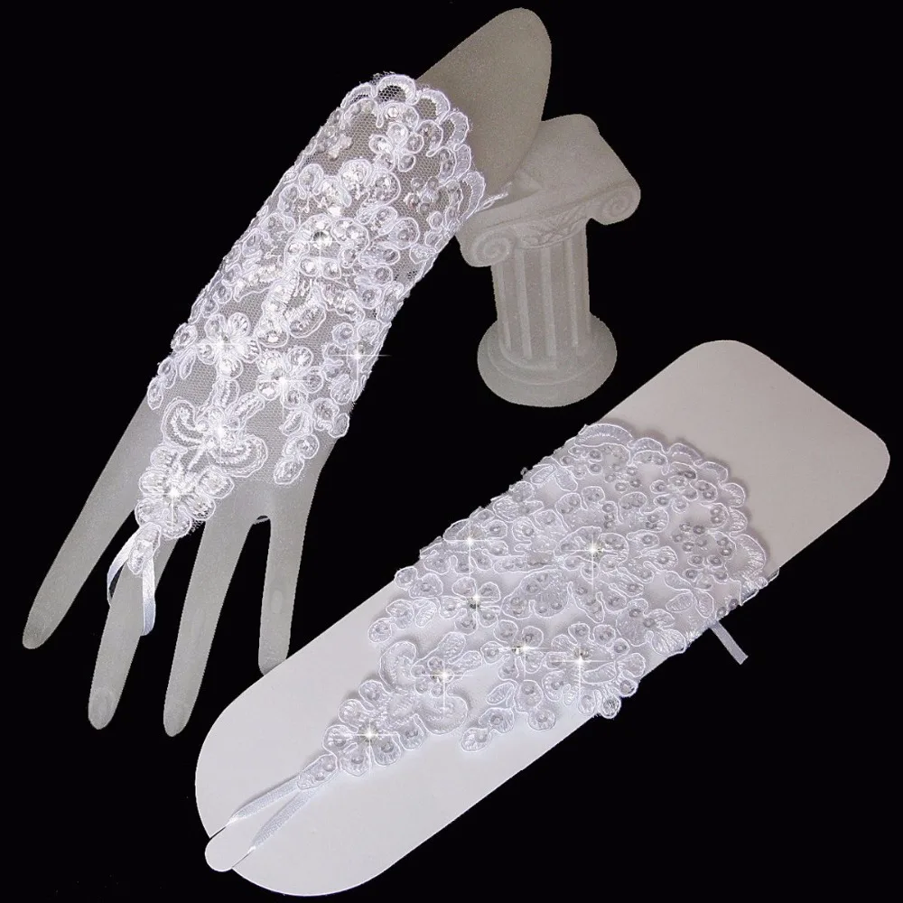 Atacado Apliques аксессуары для Casamento как Mulheres Atam Lantejoulas Baratos Luvas Sem Dedos Luva De Noiva Nova Noiva
