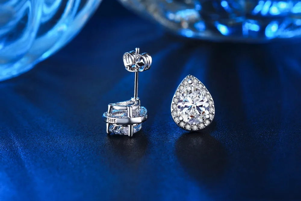 Водяная капля фианит свадебные ювелирные комплекты для невест белого золота из