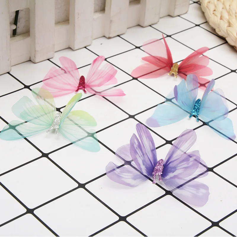 3D Шелковая бабочка DIY ремесло материалы для одежды чокер декор Одежда ручной - Фото №1