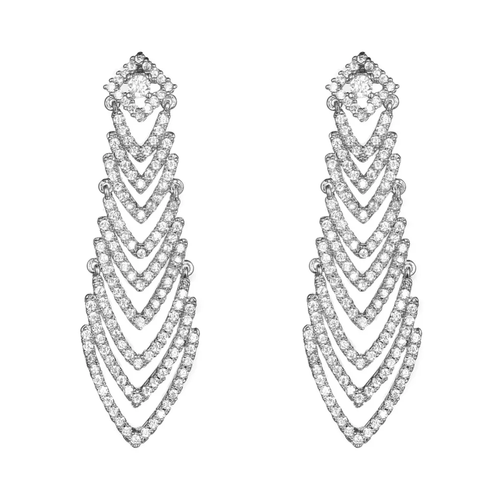 Модные ювелирные изделия KIVN Роскошные Длинные серьги подвески с фианитами