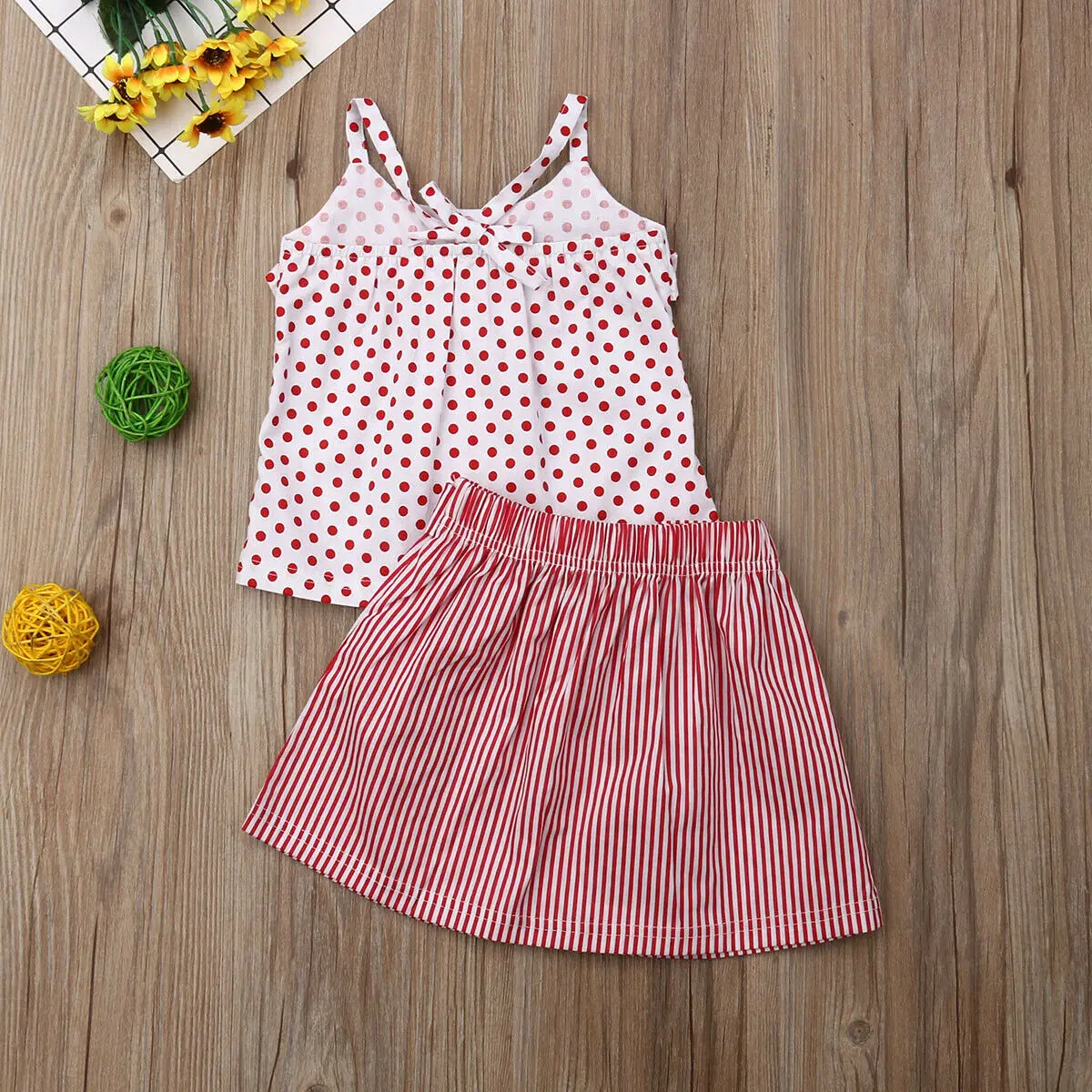 Комплект одежды из 2 предметов для новорожденных девочек майка в горошек с