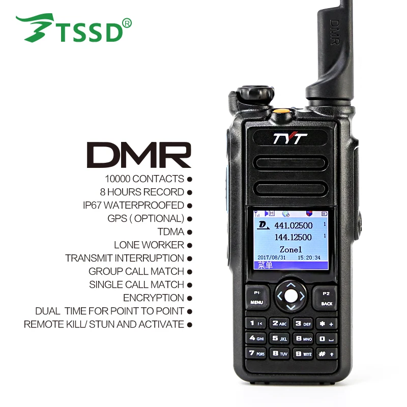 

Оригинальный 5W TYT GPS IP-67 водонепроницаемый двухдиапазонный 144/430 цифровой DMR двухсторонний радиоприемник